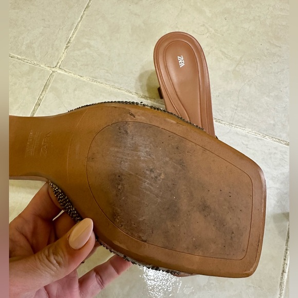 ZARA Silver Metallic Clear Disco Party High Slip On Heels Shoes Size 40 - Picture 4 of 7